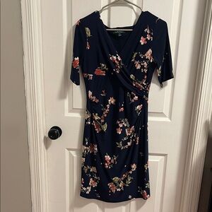 Ralph Lauren Navy Floral Midi Dress